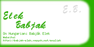 elek babjak business card