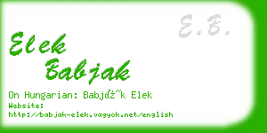 elek babjak business card